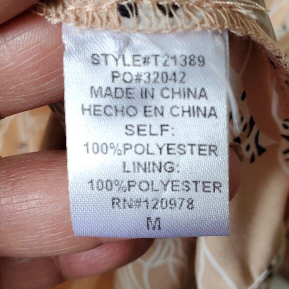 Women Entro Cheetah Beige Balloon Sleeve Blouse Top M Neutral Career Modern NEW - Picture 8 of 11